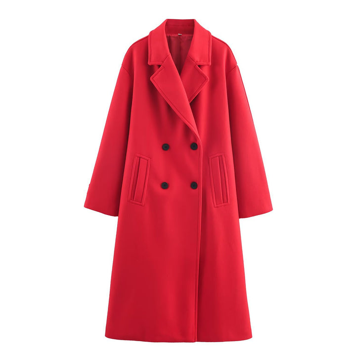 Damen Doppelreihiger Oversize‑Mantel mit fallendem Revers und Eingrifftaschen Echo Archiv