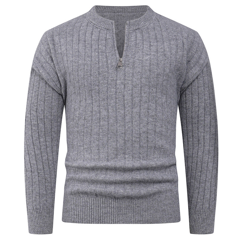 Herren Strickpullover mit hohem Kragen und modernem Reißverschluss Echoarchiv
