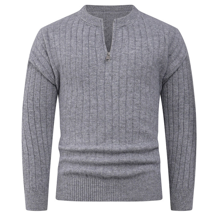 Herren Strickpullover mit hohem Kragen und modernem Reißverschluss Echoarchiv