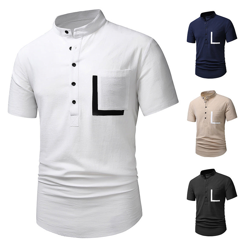 Herren Kurzarm-Henley-Shirt mit praktischem Knopfverschluss Echoarchiv