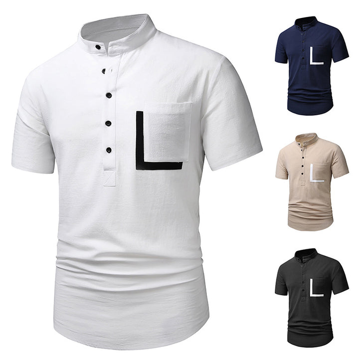 Herren Kurzarm-Henley-Shirt mit praktischem Knopfverschluss Echoarchiv