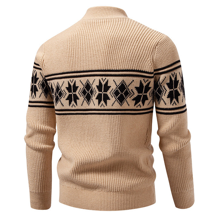 Herren nan Winter-Strukturpullover mit kurzem Stehkragen und Norwegermuster Echo Archiv