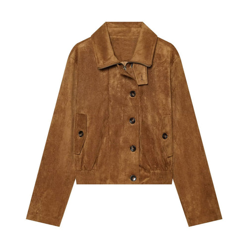Damen Kurzjacke im Vintage‑Velours‑Stil mit Zierknopfleiste und elastischem Saum Echo Archiv