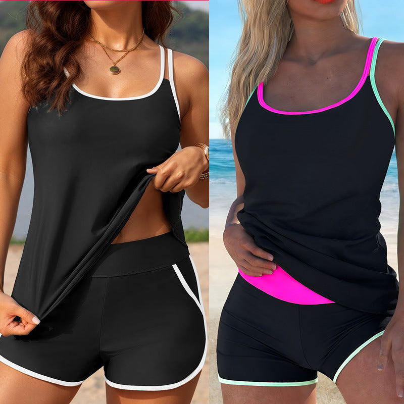 Damen Sportliches Tankini-Set mit weichen Trägern und modischen Shorts Echo Archiv