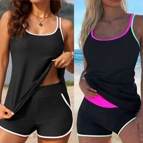 Damen Sportliches Tankini-Set mit weichen Trägern und modischen Shorts Echo Archiv