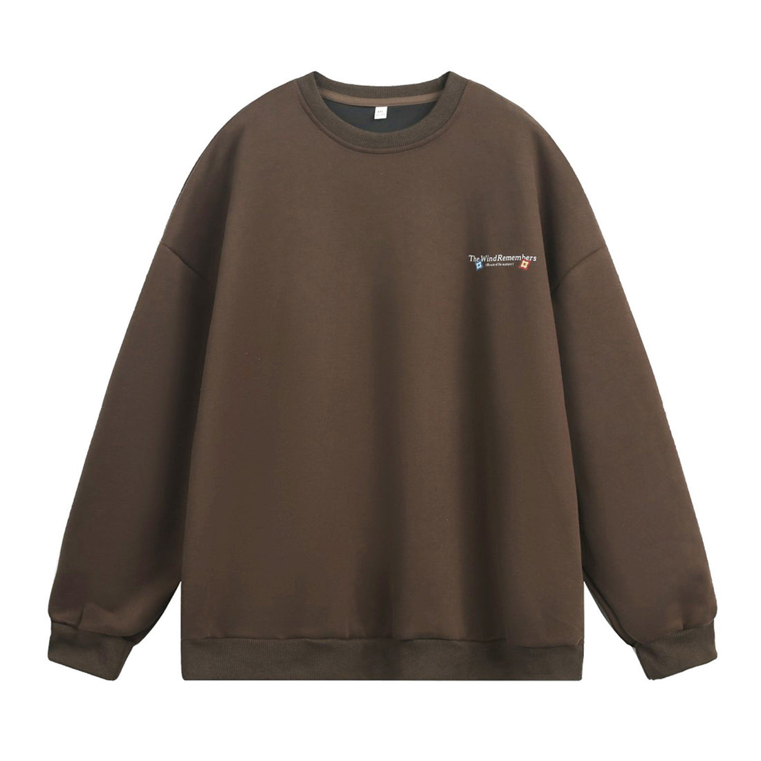 Unisex Oversize Rundhals-Sweatshirt mit Fleece-Innenfutter und minimalistischer Bruststickerei Echo Archiv