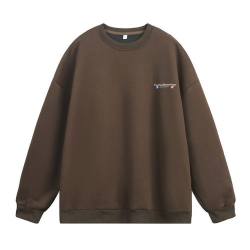 Unisex Oversize Rundhals-Sweatshirt mit Fleece-Innenfutter und minimalistischer Bruststickerei Echo Archiv