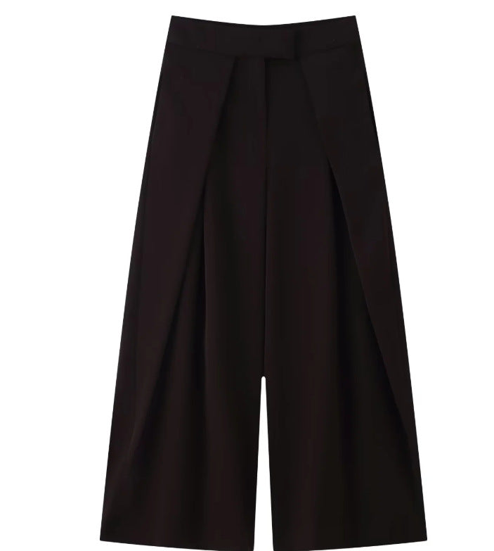 Damen 400+ weite Culotte‑Hose mit hoher Taille, verdeckter Knopfblende und vorderen Überlappungs‑Schlitzen Echo Archiv