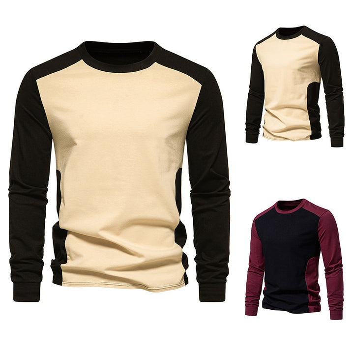 Herren Langarm-T-Shirt mit kontrastierenden Ärmeln und bequemer Passform Echoarchiv