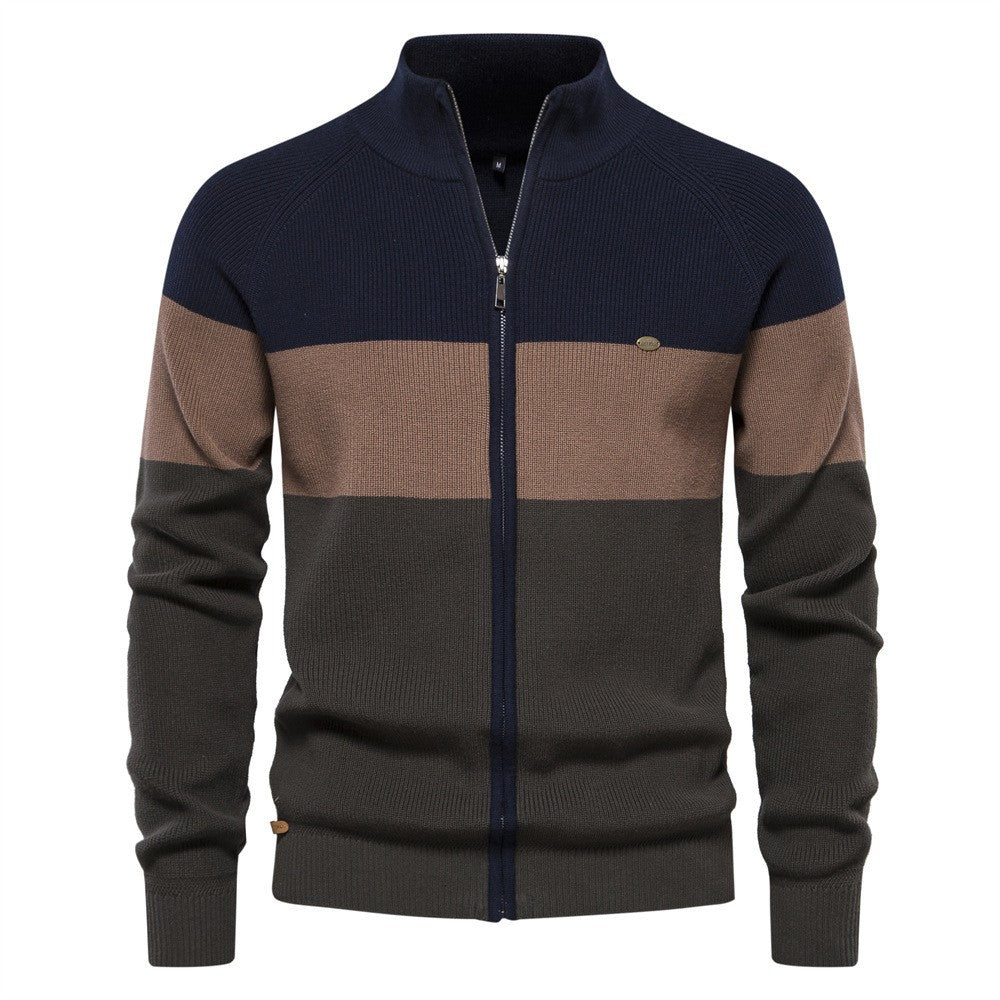 Herren Strickjacke mit modischem Farbblockdesign und hochwertigem Reißverschluss Echoarchiv