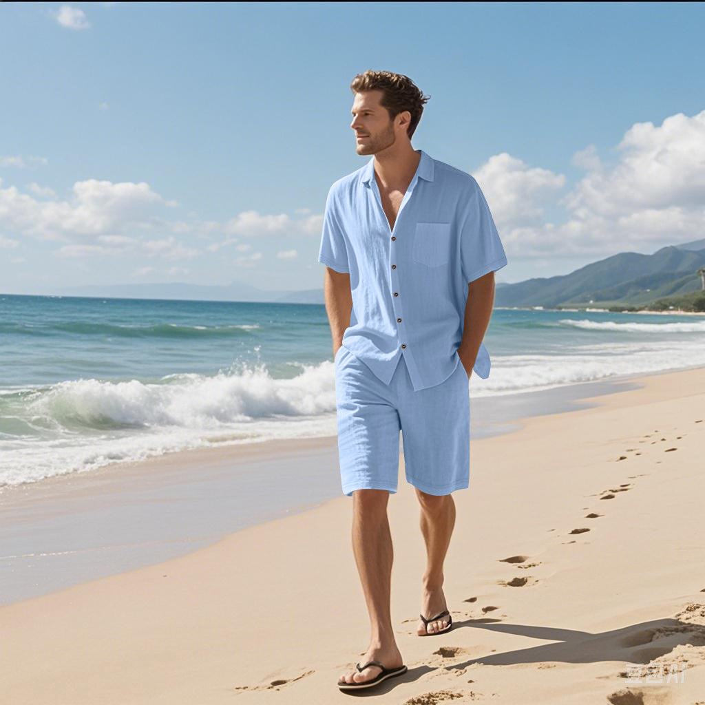 Herren Freizeitoberteil mit Kurzarmhemd und Shorts Echoarchiv