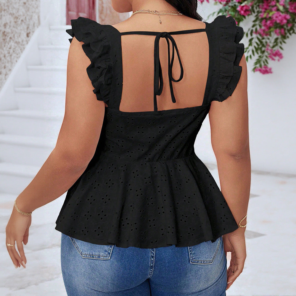 Damen Elegantes Oberteil mit Rüschen und Bindedetail Echo Archiv
