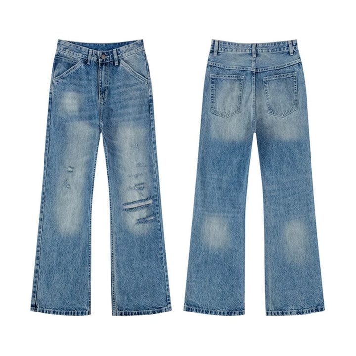 Damen Weite Distressed Denim-Jeans im Palazzo-Schnitt Echoarchiv