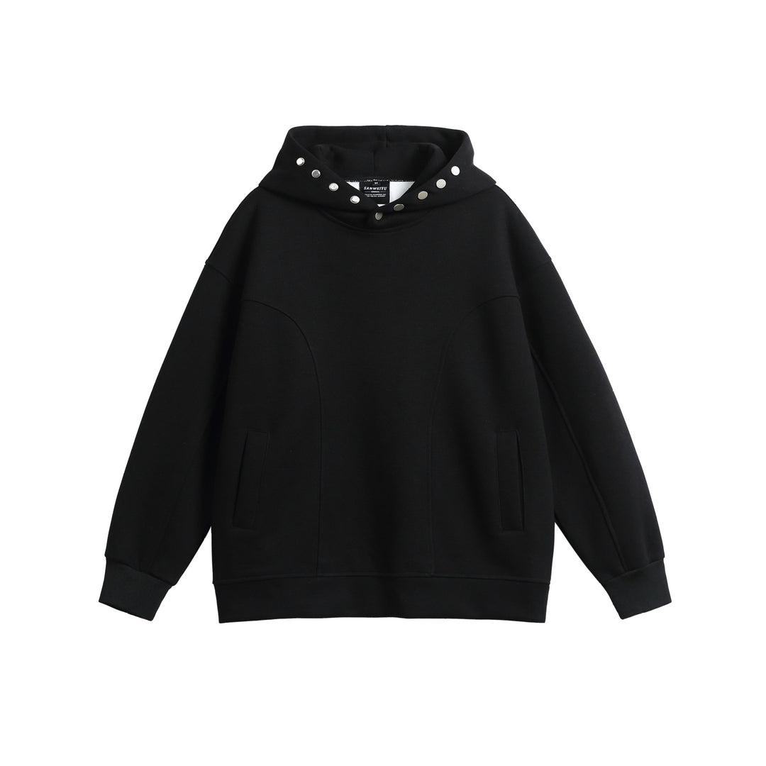 Unisex Oversize Kapuzenpullover mit Druckknopffunnel und Teilungsnähten Echoarchiv