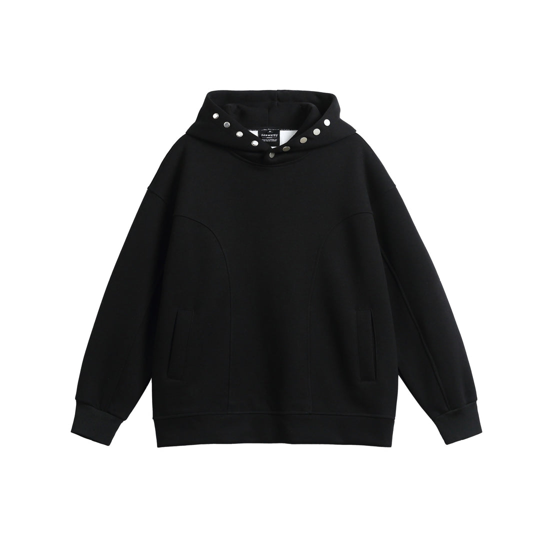 Unisex Oversize Kapuzenpullover mit Druckknopffunnel und Teilungsnähten Echoarchiv