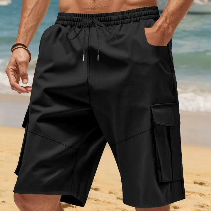 Herren nan technische Reisefreizeit-Bermuda mit elastischem Bund, Kordelzug und funktionalen Klapptaschen Echo Archiv