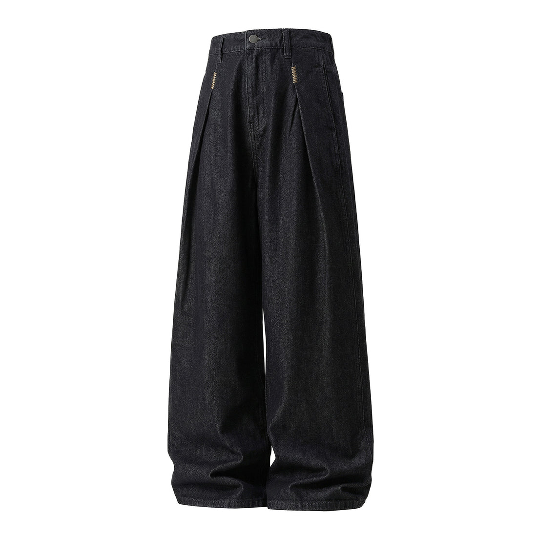 Damen Hochgeschnittene Extraweite Denim-Palazzohose mit Kellerfalten und weitem Bein Echo Archiv