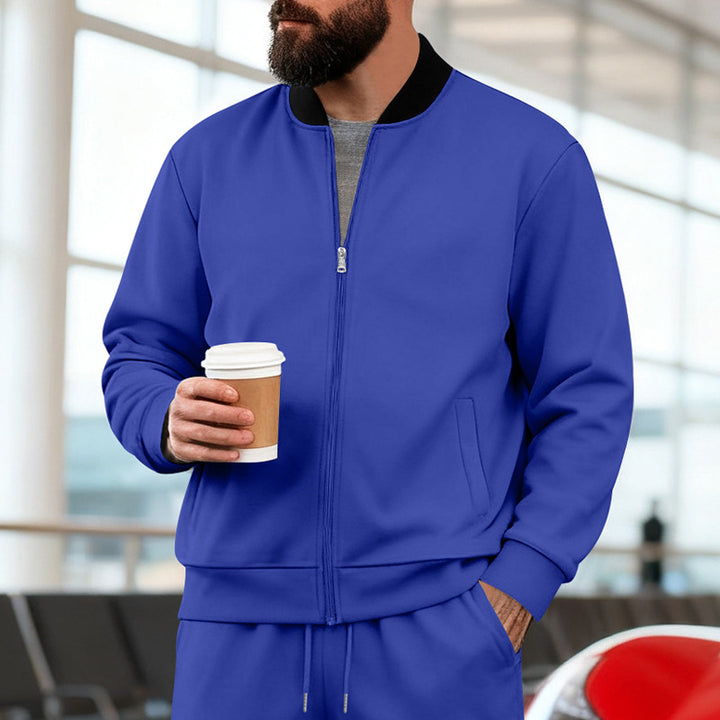 Herren nan urbane Sweat-Trackjacke mit Stehkragen verdecktem Reißverschluss elastischen Rippbündchen und Eingrifftaschen Echo Archiv