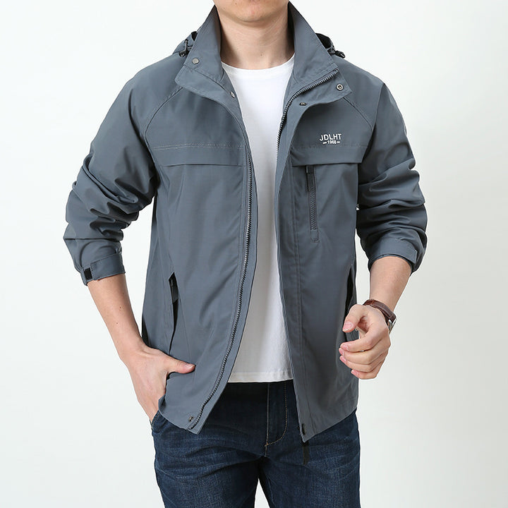 Herren Leichte Softshell-Utilityjacke mit Kapuze, winddichter Shell und Mehrfachtaschen Echoarchiv