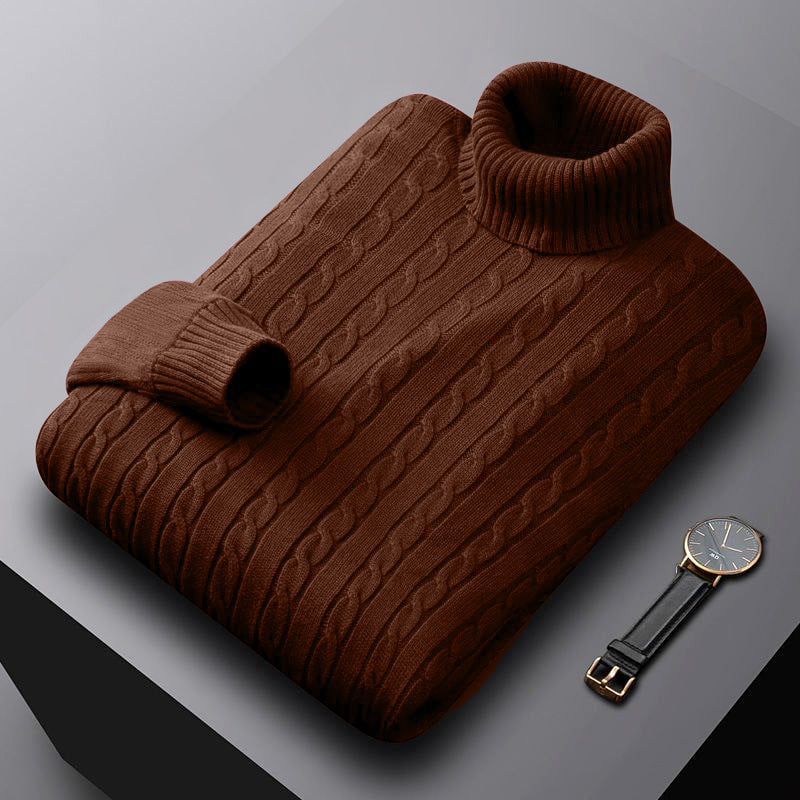 Herren nan grob gestrickter Rollkragenpullover mit Zopfmuster und wärmender Strickstruktur Echo Archiv