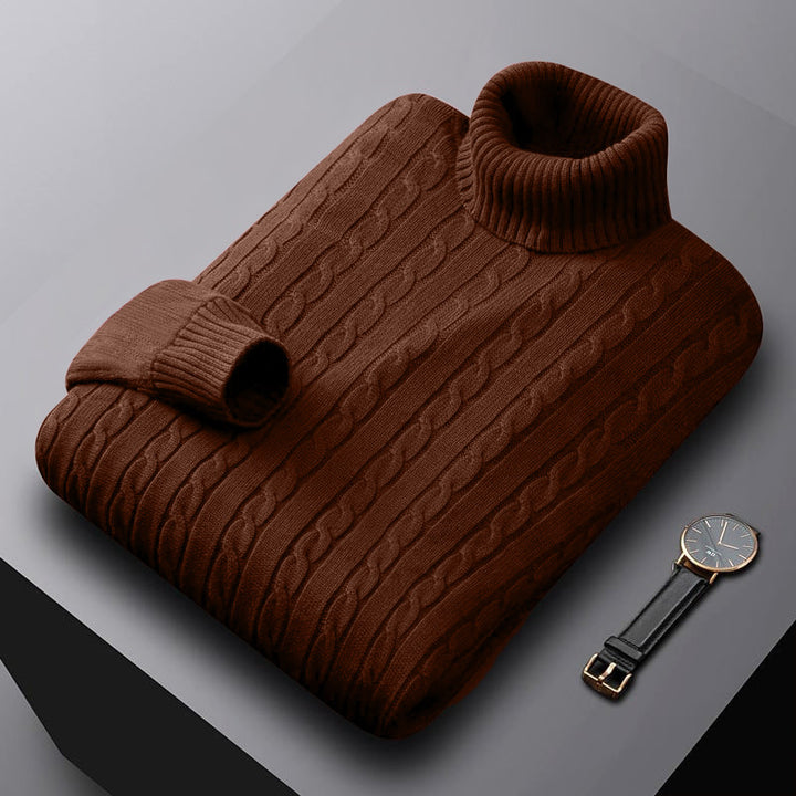 Herren nan grob gestrickter Rollkragenpullover mit Zopfmuster und wärmender Strickstruktur Echo Archiv