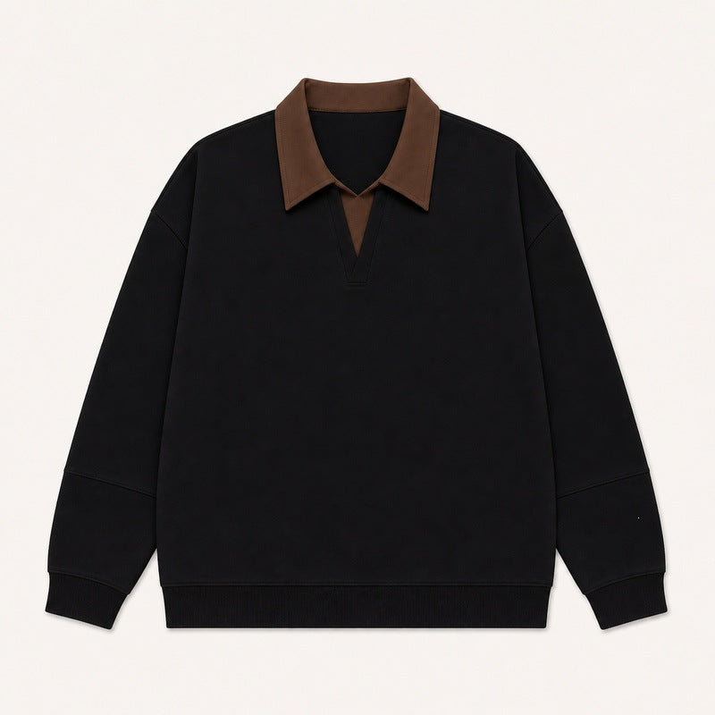 Damen Boxy-Polo-Sweatshirt mit kontrastiertem Spitzkragen Echoarchiv