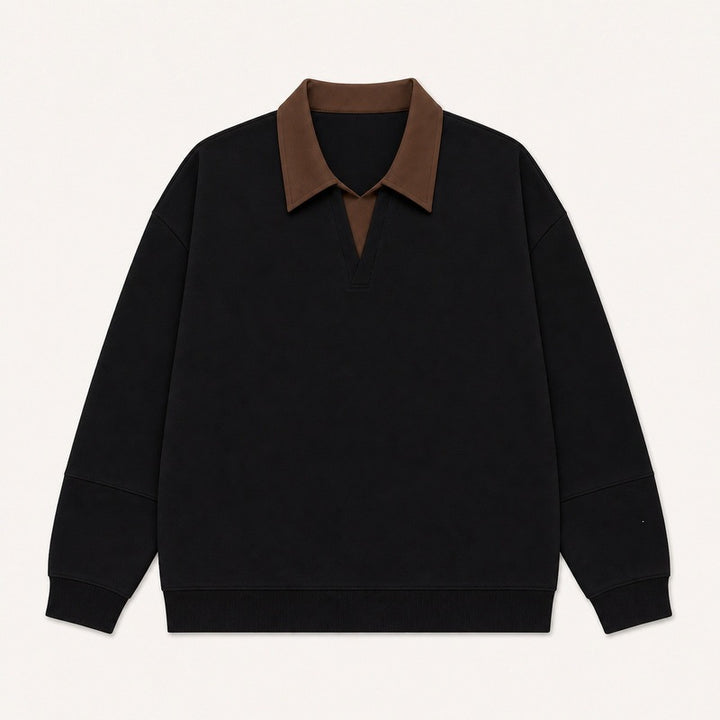 Damen Boxy-Polo-Sweatshirt mit kontrastiertem Spitzkragen Echoarchiv