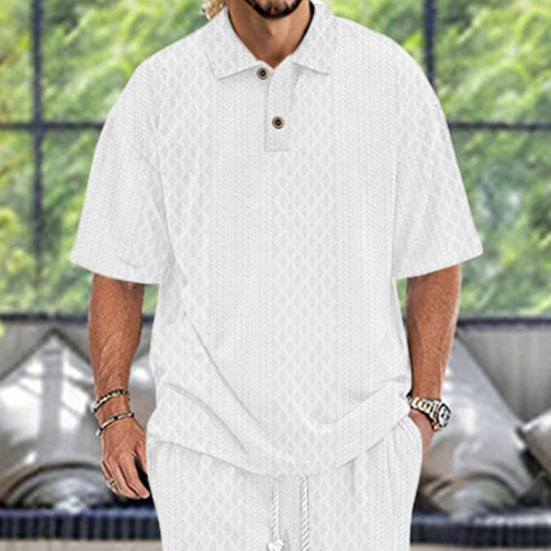 Herren modisches Polohemd mit strukturiertem Design und kurzen Ärmeln Echoarchiv