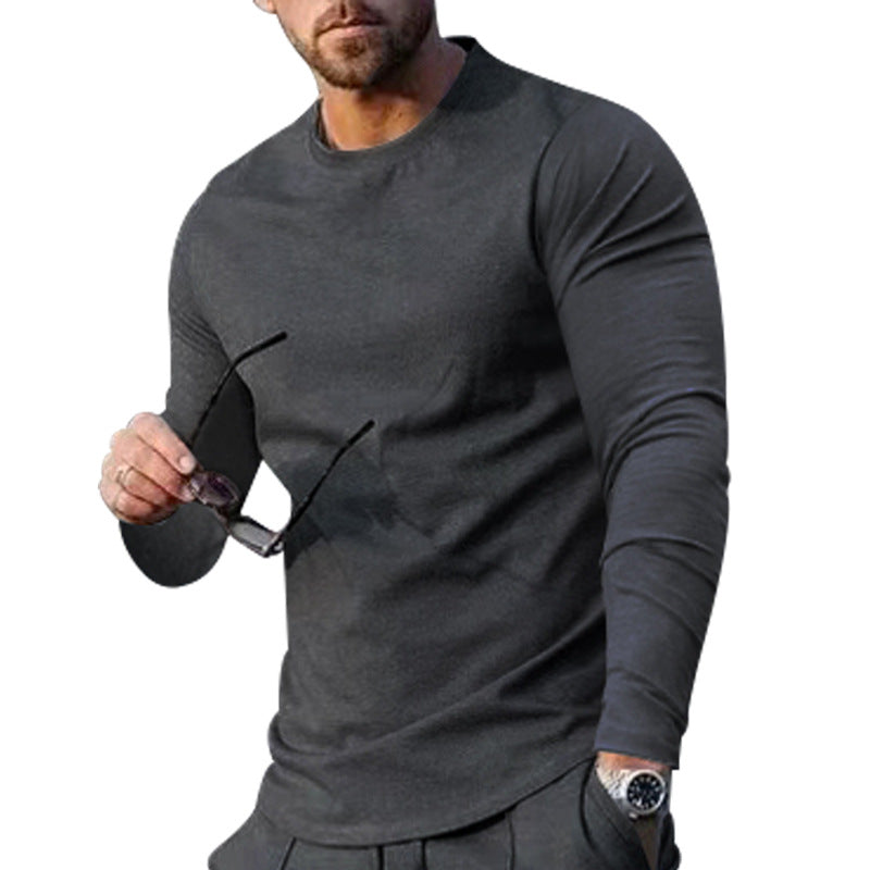 Herren nan schmal geschnittenes Langarmshirt mit Rundhalsausschnitt elastischem Baumwollstretch und verlängertem Saum Echo Archiv