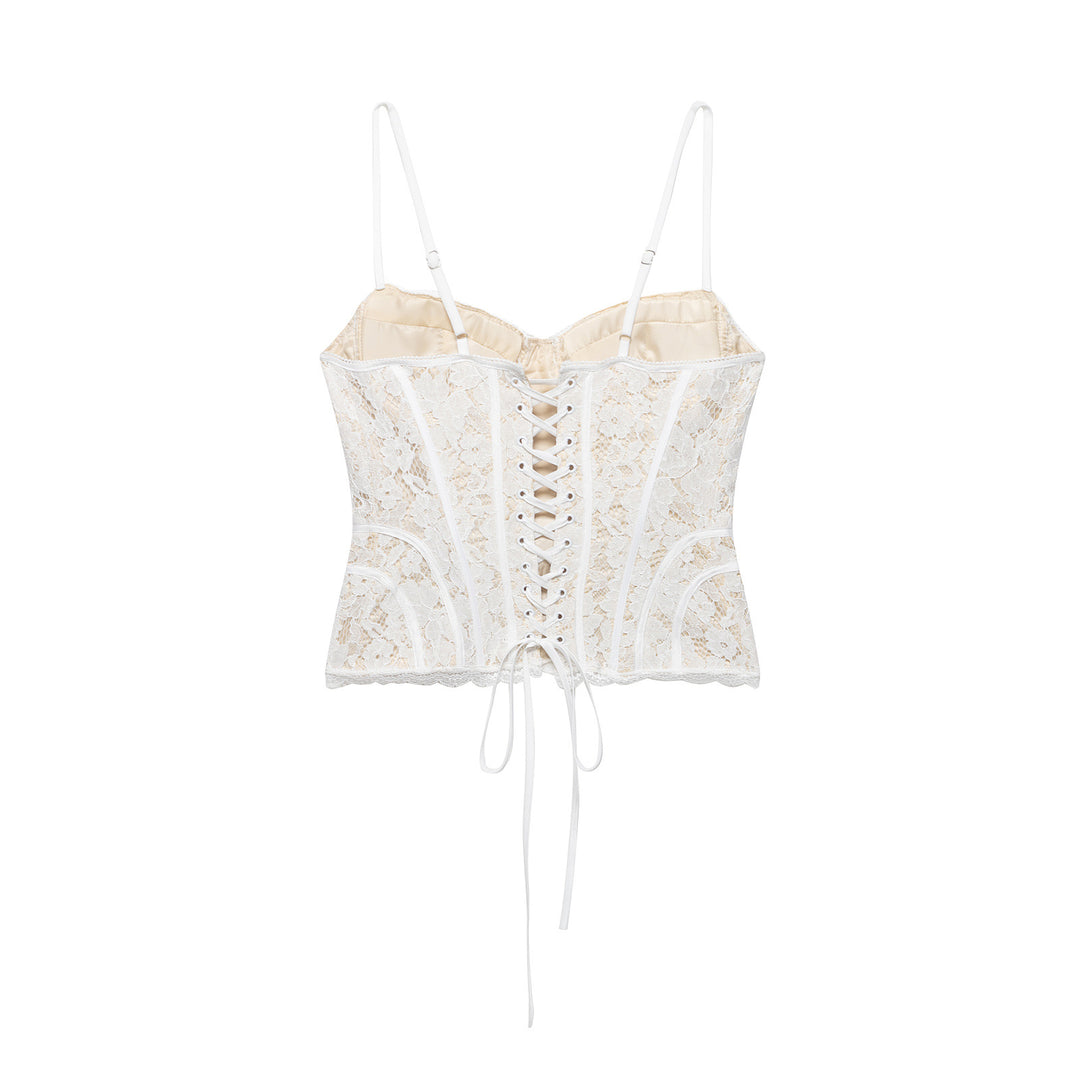 Damen Spitze Corsage Top mit verstellbaren Trägern und Schnürung Echo Archiv