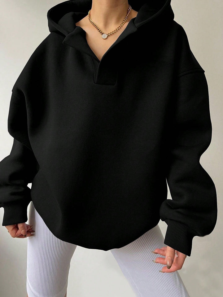 Damen Oversized Kapuzenpullover mit halbem Reißverschluss Echoarchiv