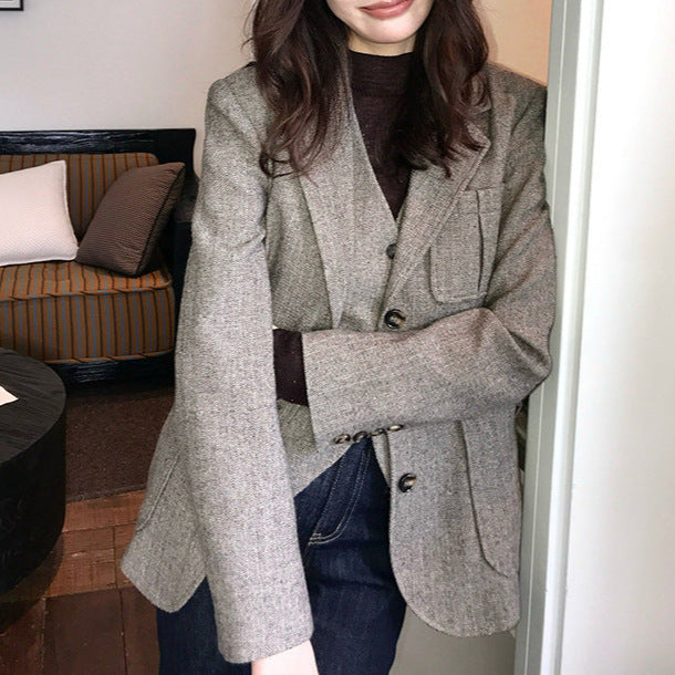 Damen Modischer Tweed Blazer Echoarchiv