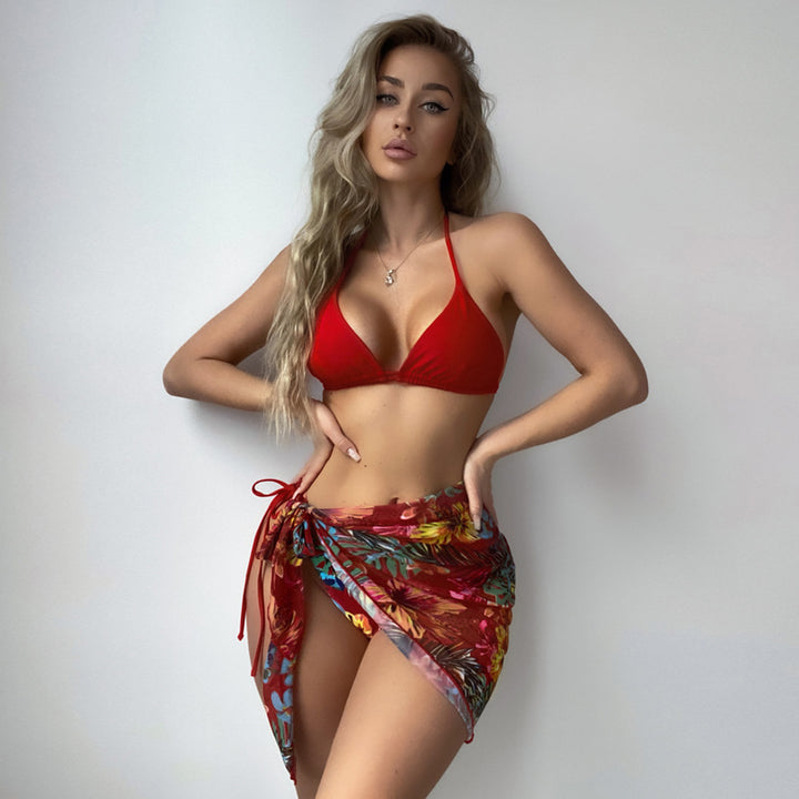 Damen Bikini mit verstellbaren Trägern und floralem Wickelrock Echo Archiv