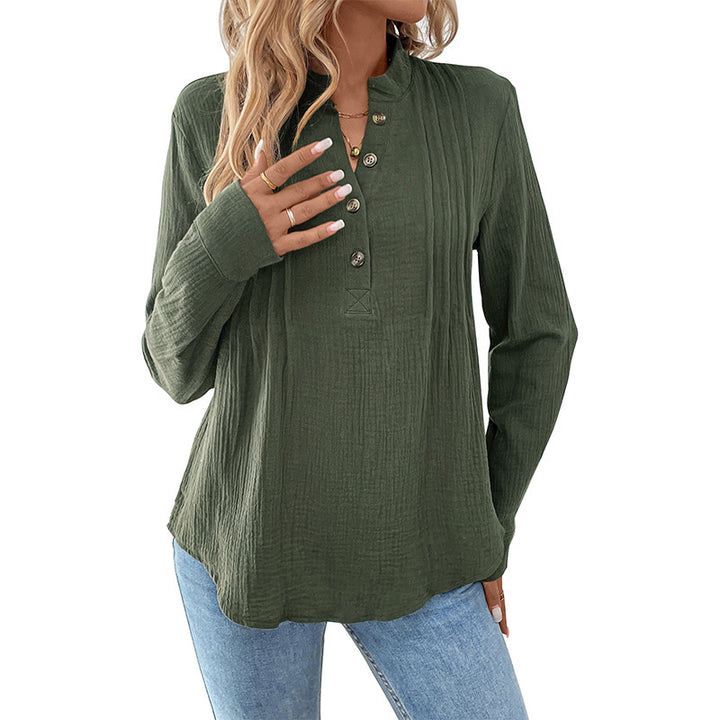 Damen Hochwertiges Langarmshirt mit Knöpfen Echo Archiv