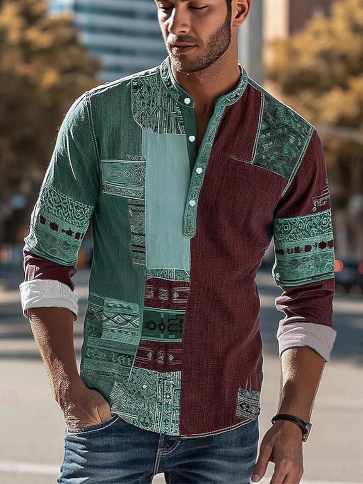 Herren Patchwork-Hemd mit modernem Design und einzigartigen Mustern Echoarchiv