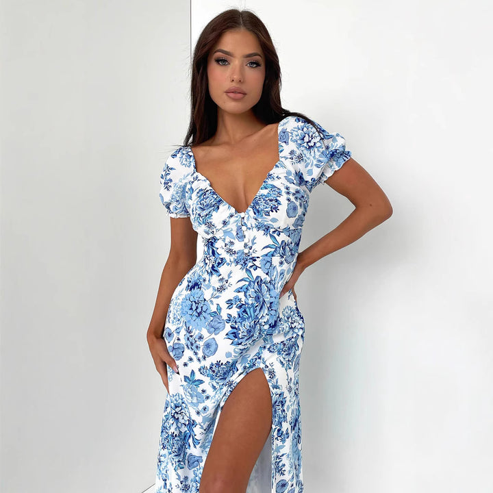 Damen Sommerliches Maxi-Kleid mit floralem Muster und elegantem Schlitz Echo Archiv