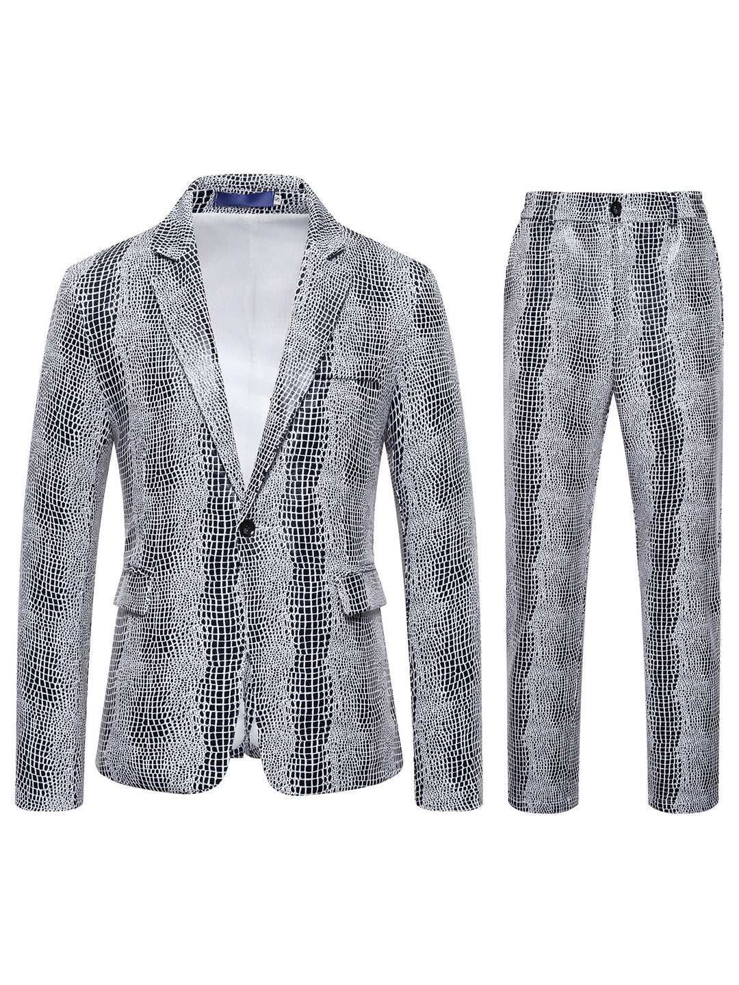 Herren Zweiteiliges Glamour-Anzugset mit metallischem Kroko-Effekt und schmaler Silhouette Echo Archiv