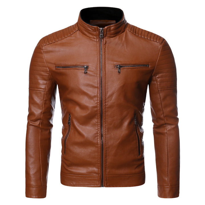 Herren Sportliche Lederjacke mit Stehkragen Echo Archiv