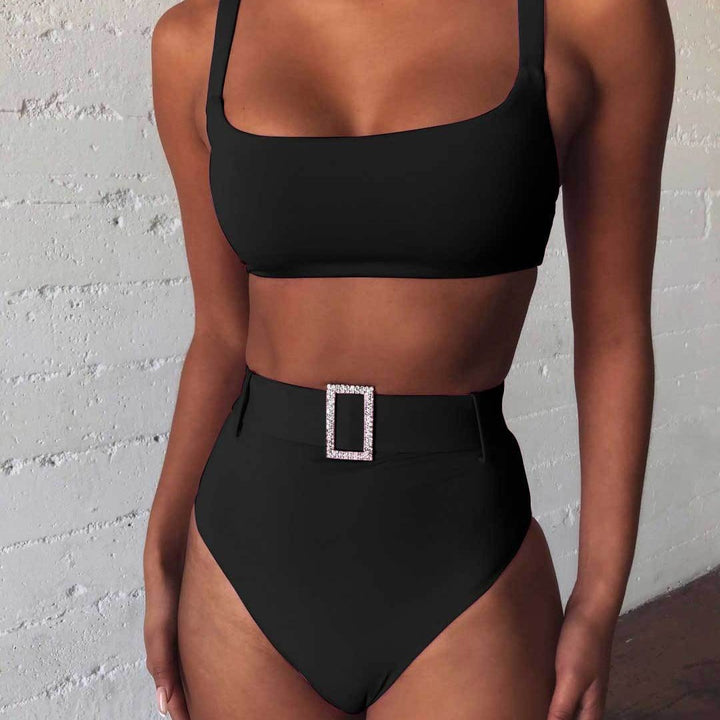 Damen Hoch tailliertes Bikini-Set mit funkelndem Gürtel Echo Archiv