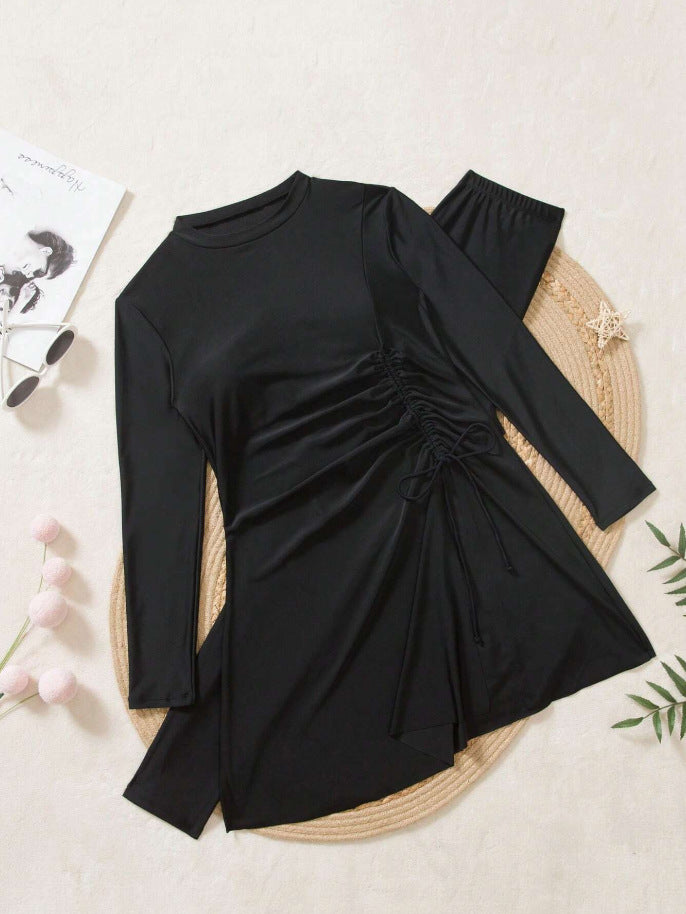 Damen Bade-Tunika mit seitlicher Raffung und Leggings – Avélisse