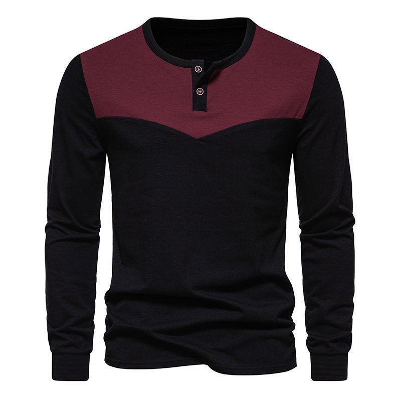 Herren Langarm-Henley-Shirt mit kontrastierenden Akzenten Echoarchiv