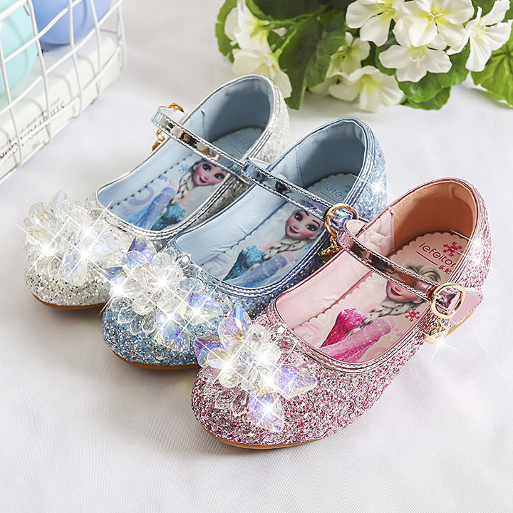 Mädchen Glitzernde Mary Jane Schuhe mit funkelnden Blumenapplikationen Echo Archiv