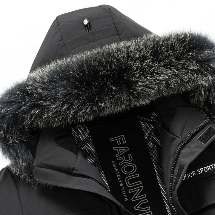 Herren Langer Winterparka mit abnehmbarer Kapuze und Kunstfellbesatz, Thermogefüttert Echo Archiv