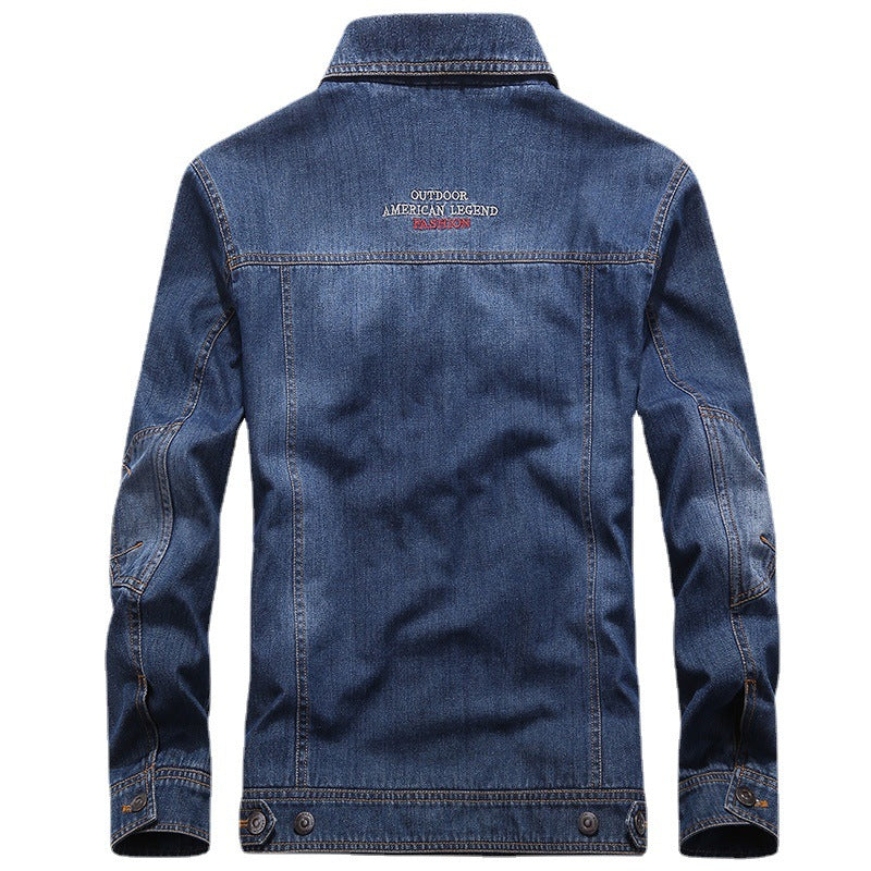 Herren Jeansjacke im Worker‑Stil mit Aufnäher und Mesh‑Futter – Denvaro