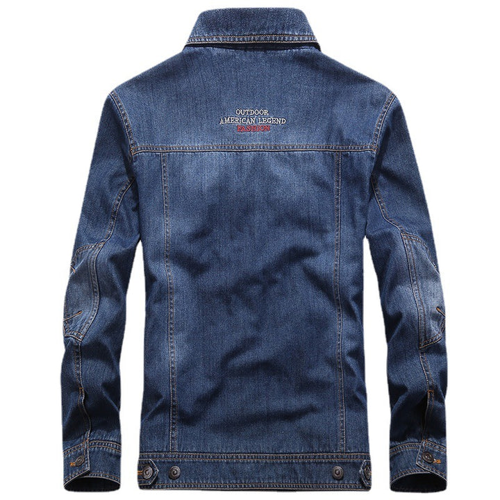 Herren Jeansjacke im Worker‑Stil mit Aufnäher und Mesh‑Futter – Denvaro