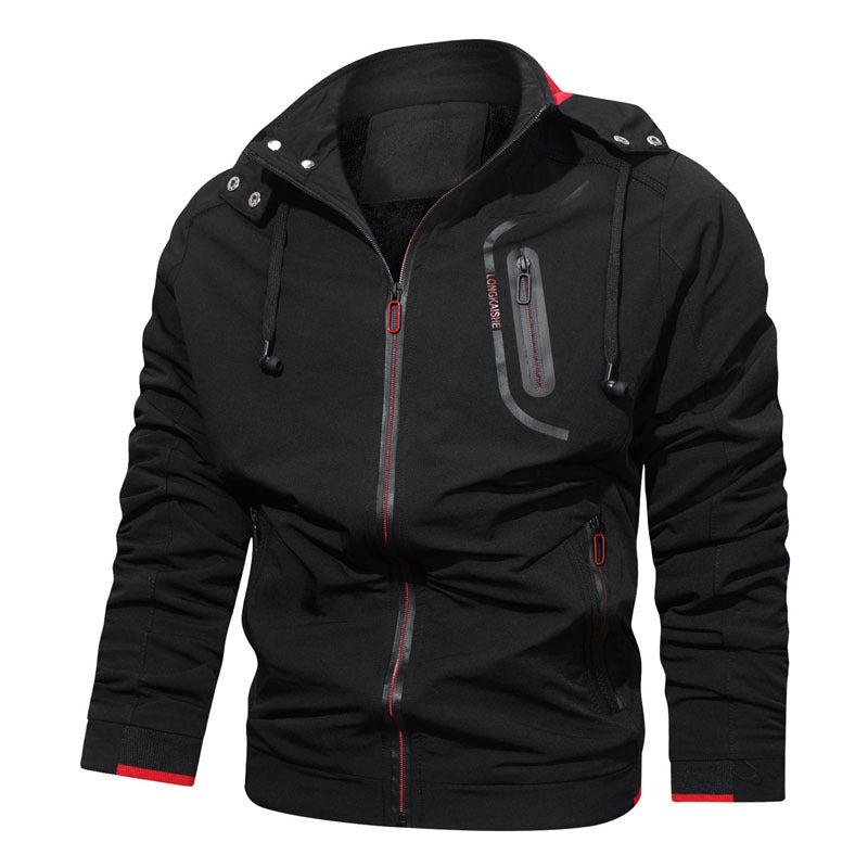 Herren leichte Tech-Softshelljacke mit Kapuze, versiegelten Reißverschlüssen und kontrastierten Bündchen – Taviero