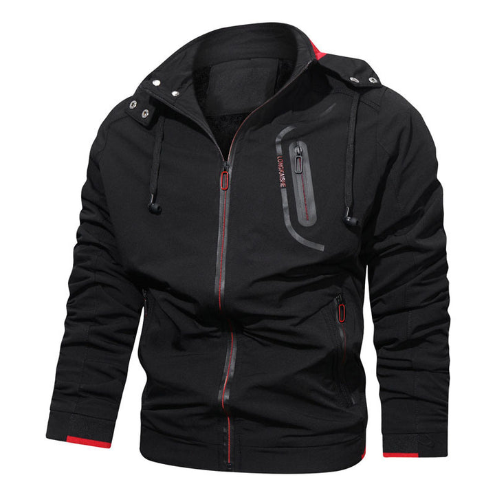 Herren leichte Tech-Softshelljacke mit Kapuze, versiegelten Reißverschlüssen und kontrastierten Bündchen – Taviero