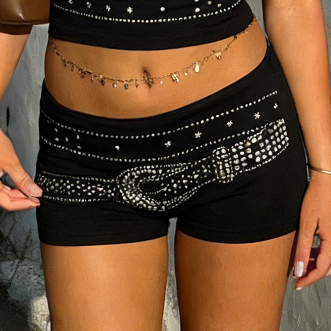 Damen Funkelnde Glitzer-Shorts im sportlichen Design Echo Archiv