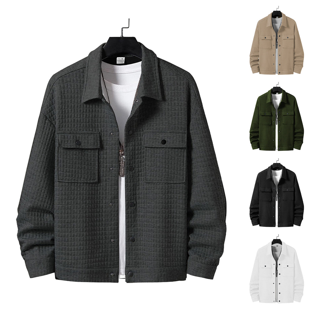 Herren nan gesteppte Overshirtjacke mit quadratischer Steppstruktur und aufgesetzten Brusttaschen Echo Archiv