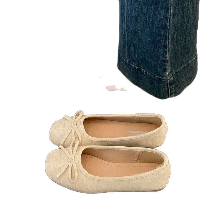 Damen Ballerina-Slipper mit quadratischer Zehenbox, weichem Komfortfußbett und Zierschleife Echo Archiv
